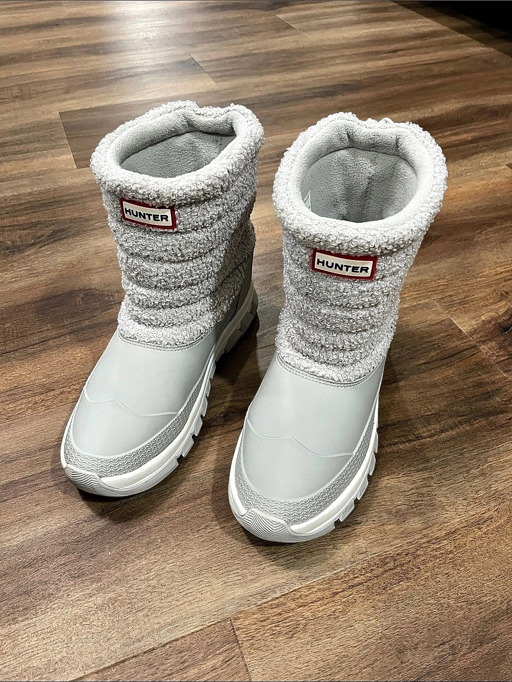 Hunter Women's Wanderer Short Sherpa Snow Boots Gray